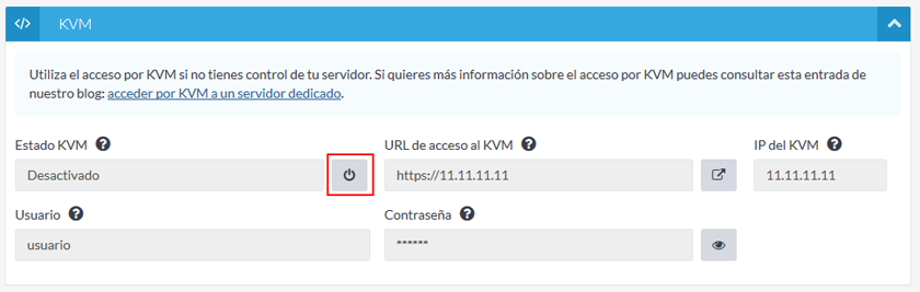 Acceder por KVM a un servidor dedicado.